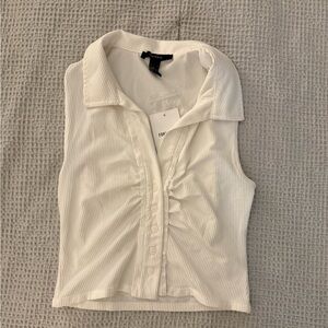 ✨5 for $25✨ Forever 21 White Sleeveless Ribbed Button Front Top